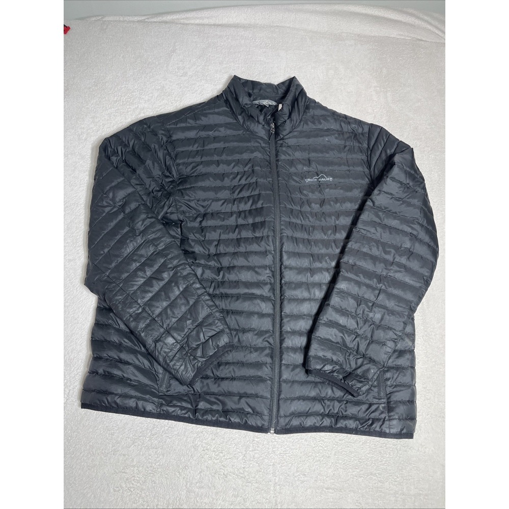 Eddie Bauer EB650 Down Puffer Jacket Packable Black Size XXL Hiking‎ Fall EUC